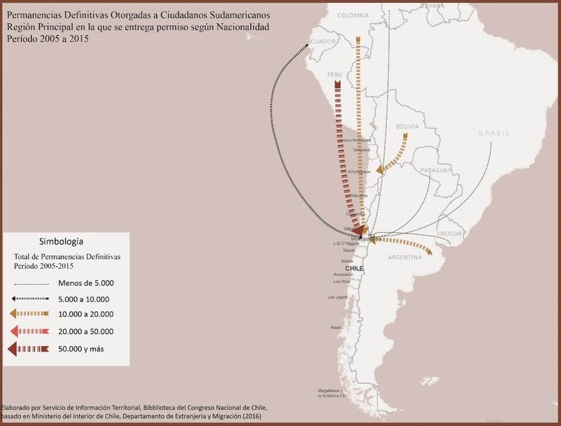 Mapa de las permanencias definitivas otorgadas a los principales países solicitantes provenientes de Sudamérica