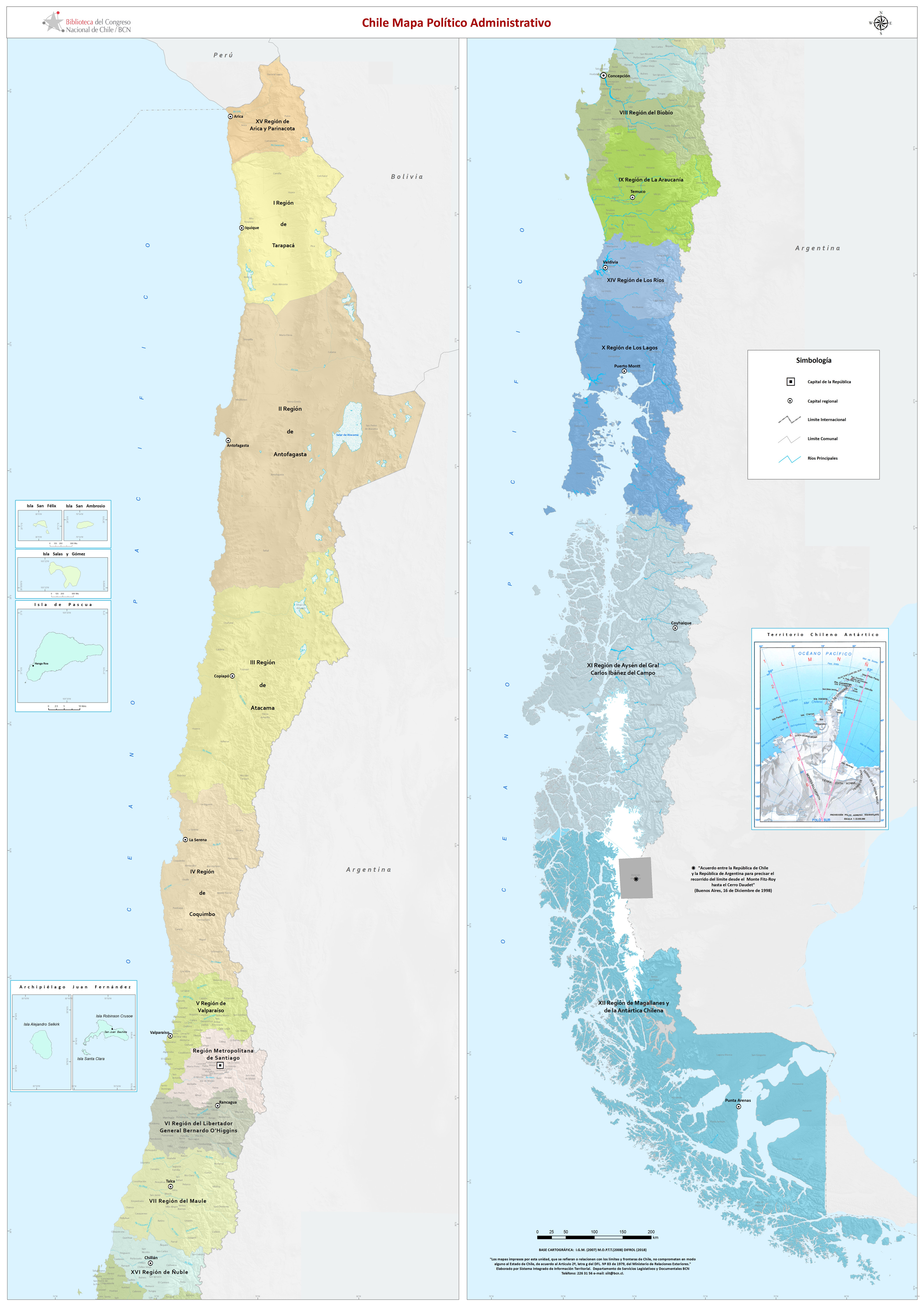 Mapa físico Chile